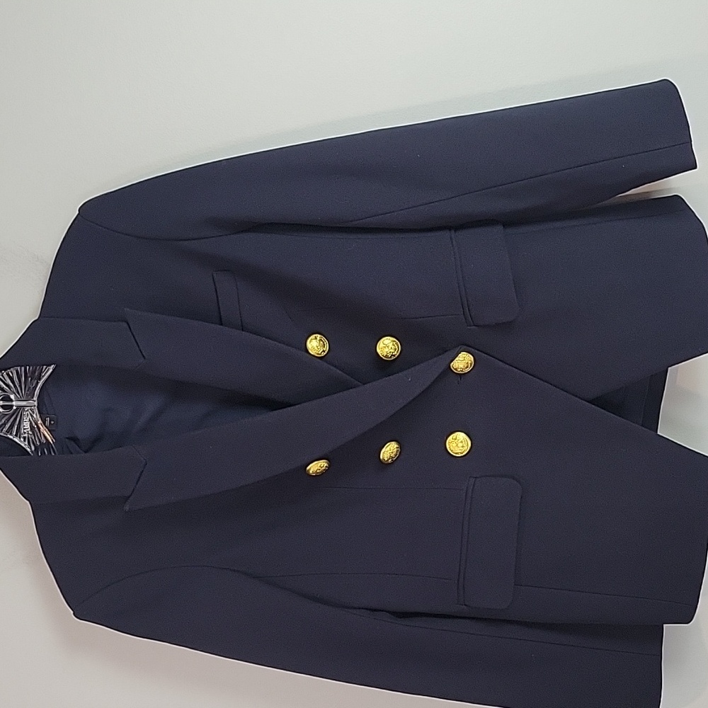 Express womens double breasted navy blue gold buttons blazer size 8